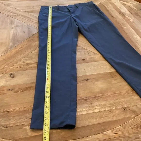 J.Lindeberg Golf Work Paulie-Comfort Wool‎ Trousers EU 52 Mid Blue Virgin Wool